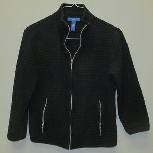Karen Scott Zipper Up Black Sweater